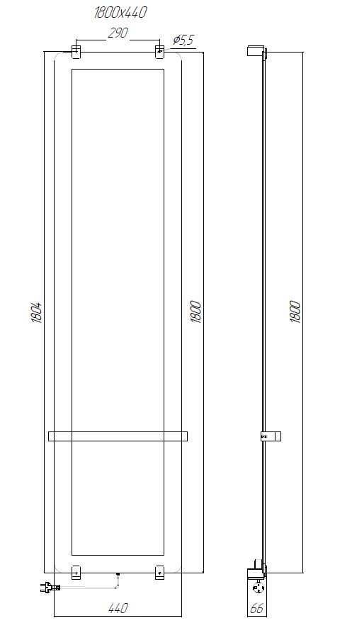 Полотенцесушитель электрический Allen Brau Infinity 180x44 с рейлингом 2.0 и креплением, черный матовый Полотенцесушитель электрический Allen Brau Infinity 180x44 с рейлингом 2.0 и креплением, черный матовый