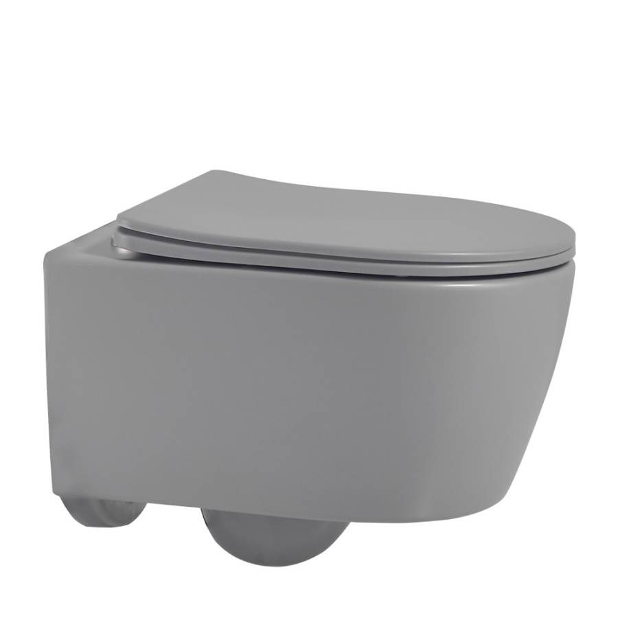 Унитаз ABBER Bequem AC1104MG подвесной серый матовый, безободковый Унитаз ABBER Bequem AC1104MG подвесной серый матовый, безободковый