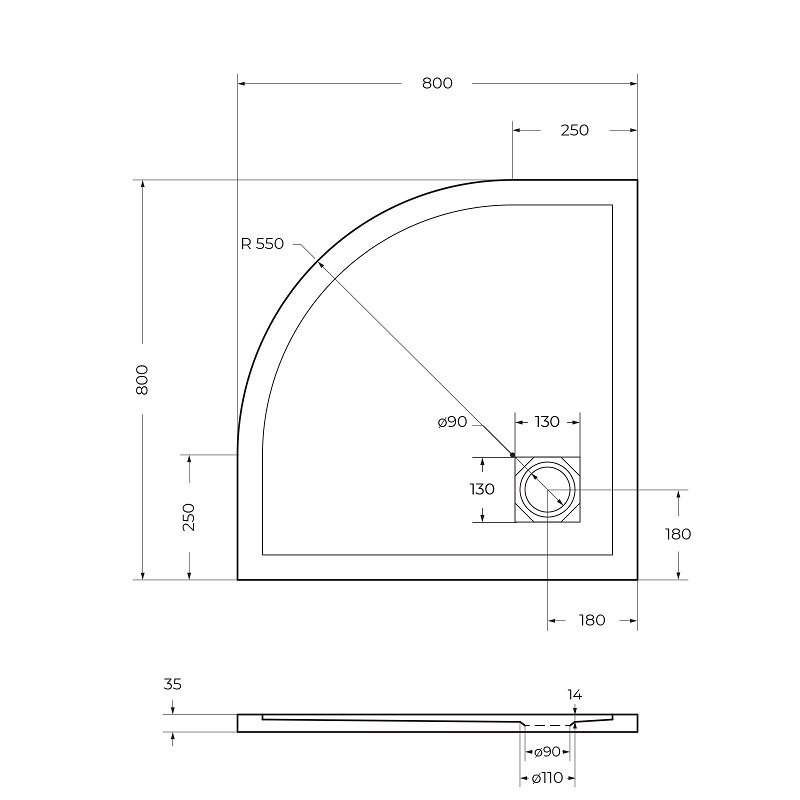 TRAY-MR-UNO-R-80-550-35-W-CR Поддон из искусственного мрамора в комплекте с сифоном с декоративной накладкой (хром) TRAY-MR-UNO-R-80-550-35-W-CR Поддон из искусственного мрамора в комплекте с сифоном с декоративной накладкой (хром)