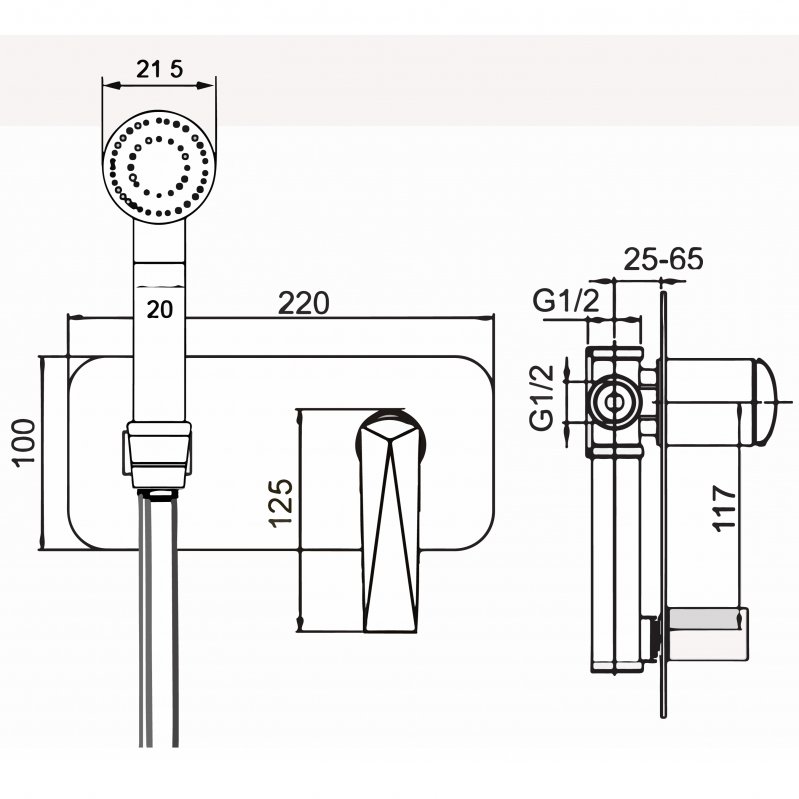 Гигиеническая лейка со смесителем VENTURO Shine Gun Metall Гигиеническая лейка со смесителем VENTURO Shine Gun Metall