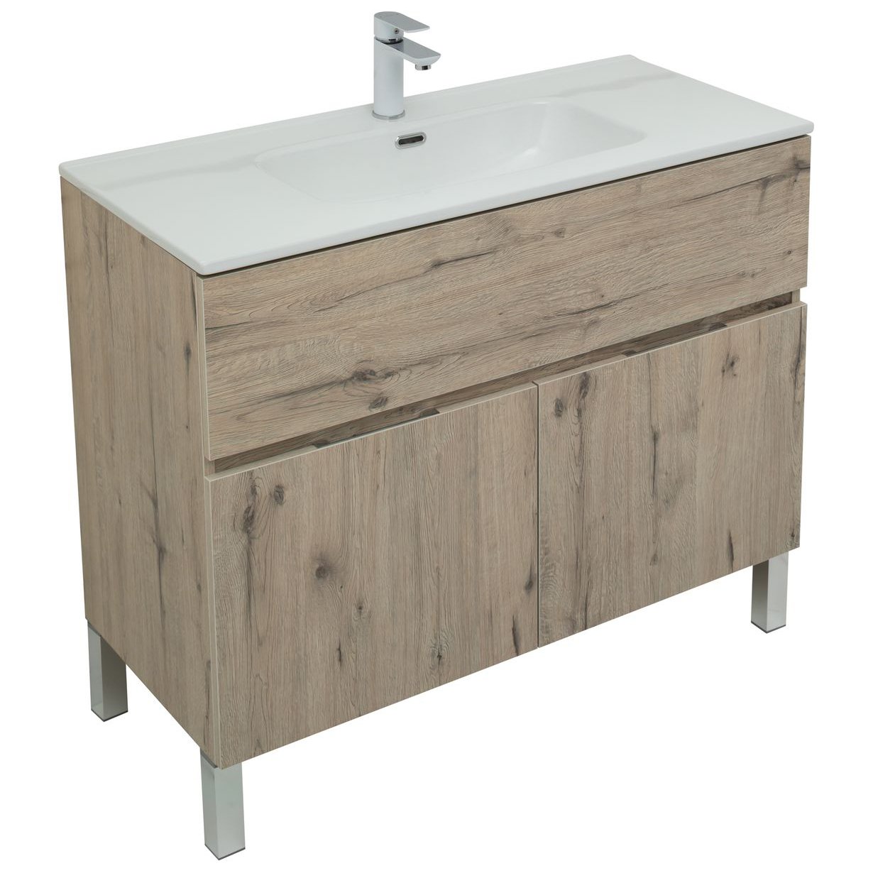 Мебель для ванной Aquanet Алвита New 100 1 ящик, 2 дверцы, дуб веллингтон белый Мебель для ванной Aquanet Алвита New 100 1 ящик, 2 дверцы, дуб веллингтон белый