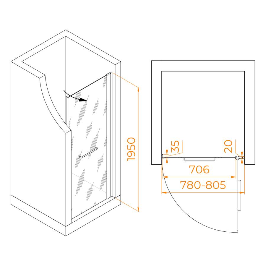Душевая дверь RGW PA-103, RGW 020810308-11 Душевая дверь RGW PA-103, RGW 020810308-11