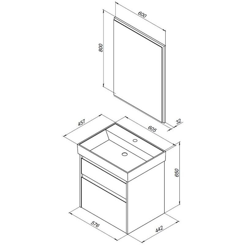 Мебель для ванной Aquanet Nova Lite 60 дуб рустикальный (2 ящика) Мебель для ванной Aquanet Nova Lite 60 дуб рустикальный (2 ящика)