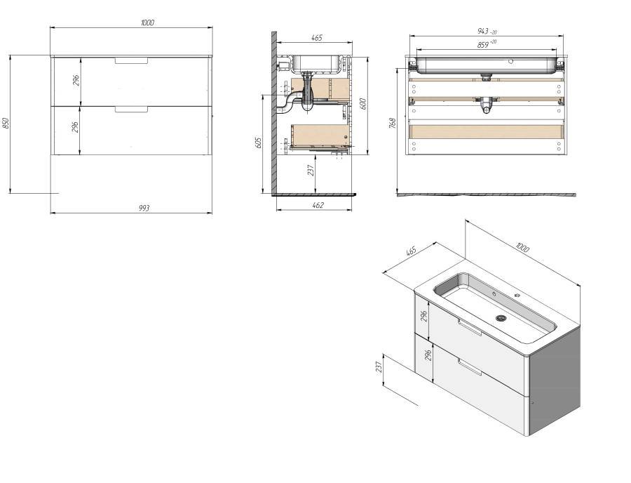 Тумба с раковиной Creto Bravo White 100 см Тумба с раковиной Creto Bravo White 100 см