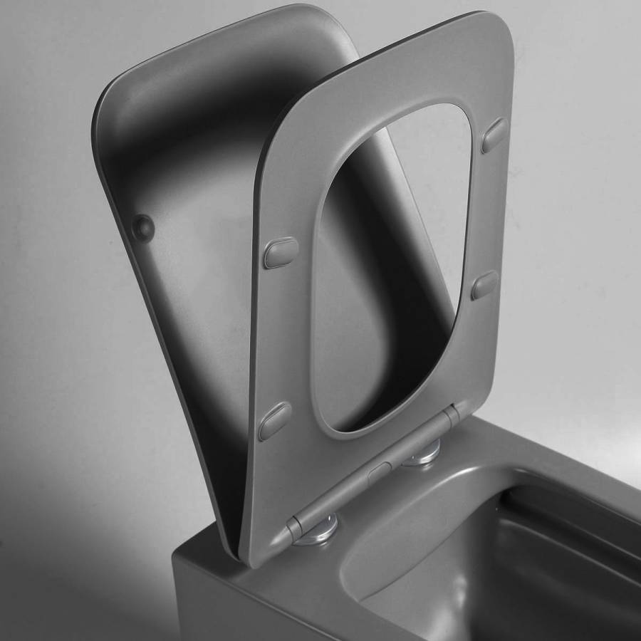 Унитаз подвесной Q-Line VT1-12MA безободковый, цвет антрацит мат., ультратонкое soft close сиденье Унитаз подвесной Q-Line VT1-12MA безободковый, цвет антрацит мат., ультратонкое soft close сиденье