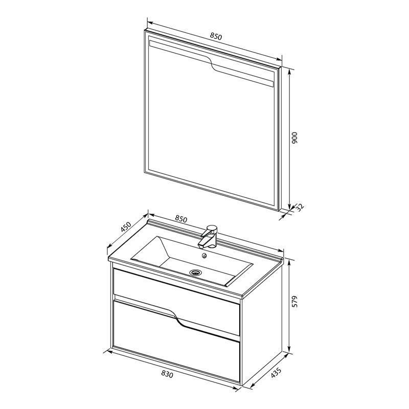 Мебель для ванной Aquanet Модена 85 белый Мебель для ванной Aquanet Модена 85 белый