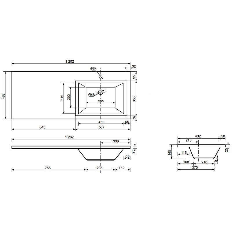 Комплект мебели Dallas Luxe 1200х482 правосторонний подвесной 1 ящик (ШхГхВ) 548х476х430 Комплект мебели Dallas Luxe 1200х482 правосторонний подвесной 1 ящик (ШхГхВ) 548х476х430