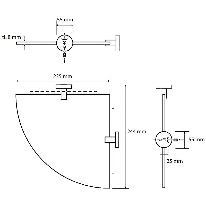 Полочка стеклянная угловая Полочка стеклянная угловая