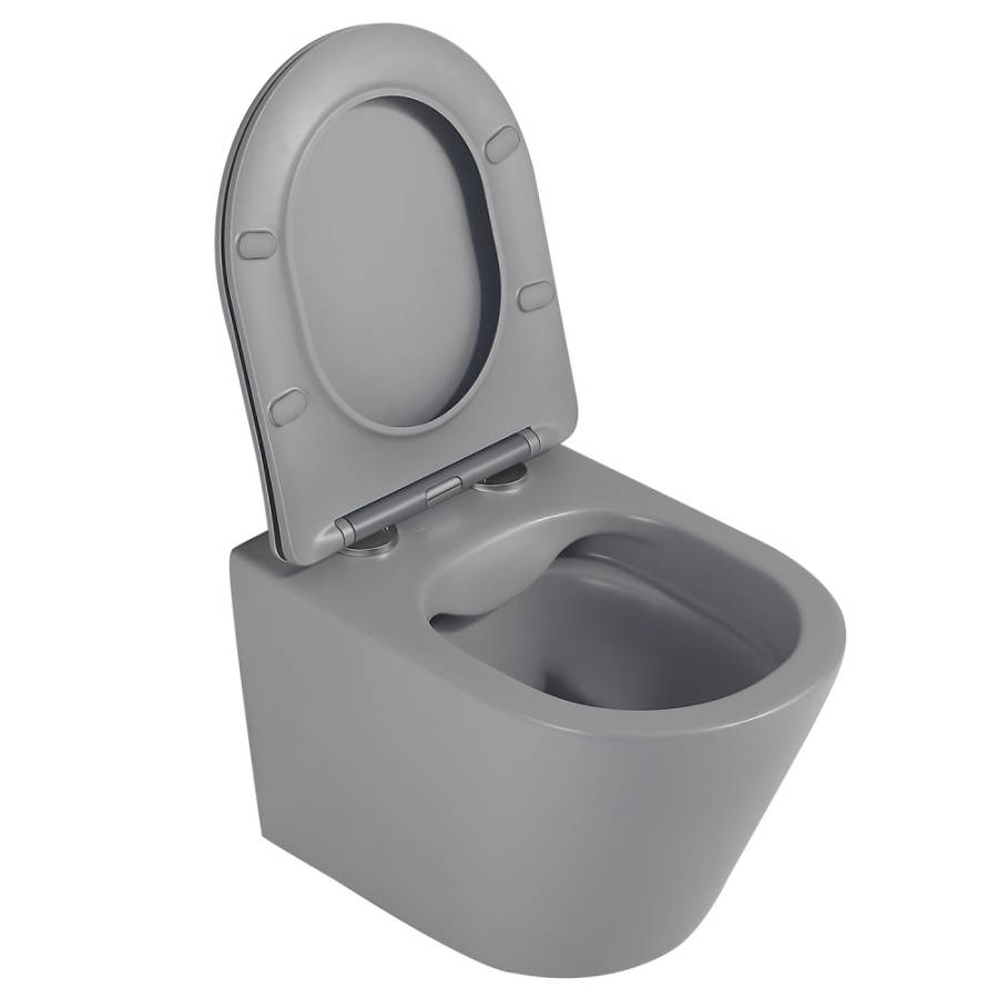 Унитаз ABBER Bequem AC1102MG подвесной серый матовый, безободковый Унитаз ABBER Bequem AC1102MG подвесной серый матовый, безободковый