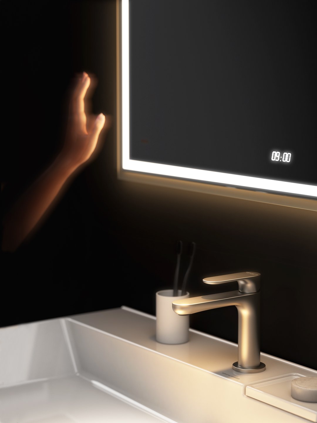 Зеркало TECNO c LED 70 с подсветкой, с функцией антизапотевание, белый глянцевый Зеркало TECNO c LED 70 с подсветкой, с функцией антизапотевание, белый глянцевый