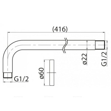 Излив для тропического душа, круглое сечение, нержавеющая сталь, исполнение сатин BB-DAT-IN Излив для тропического душа, круглое сечение, нержавеющая сталь, исполнение сатин BB-DAT-IN
