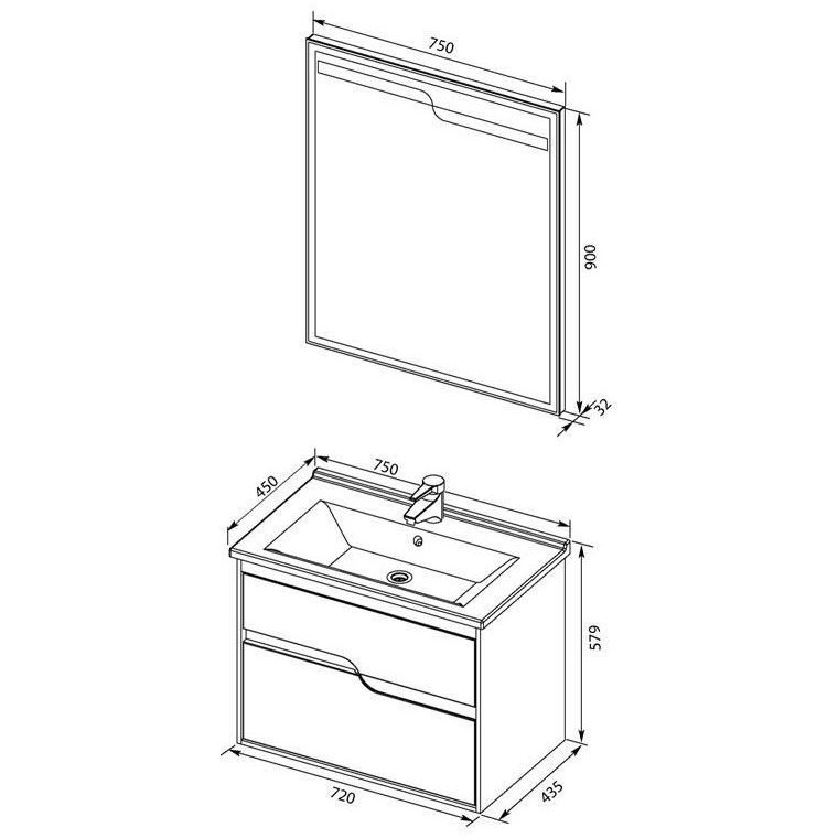 Мебель для ванной Aquanet Модена 75 белый Мебель для ванной Aquanet Модена 75 белый