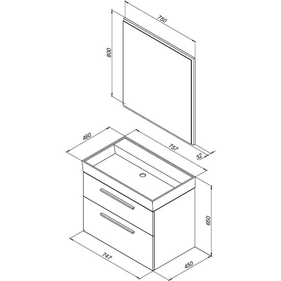 Мебель для ванной Aquanet Nova 75 дуб рошелье (2 ящика) Мебель для ванной Aquanet Nova 75 дуб рошелье (2 ящика)