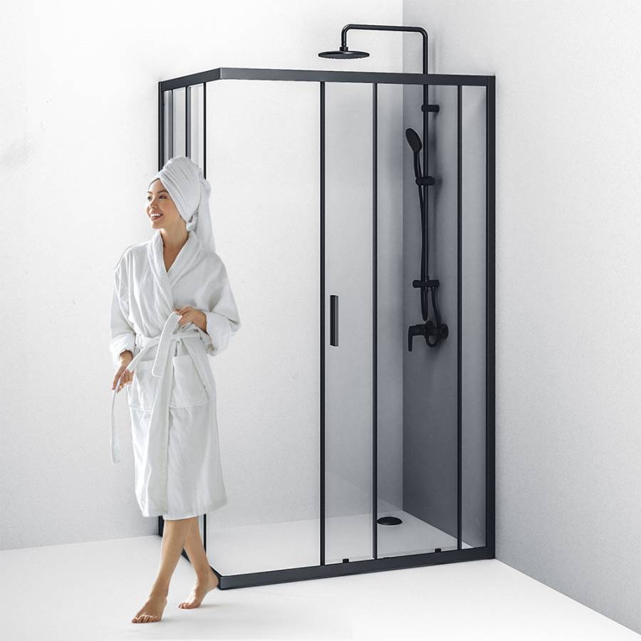 W93G-404-120290-BT Gem S Twin Slide 120x90. Душевое ограждение,120x90, профиль Черный мат., стекло п W93G-404-120290-BT Gem S Twin Slide 120x90. Душевое ограждение,120x90, профиль Черный мат., стекло п