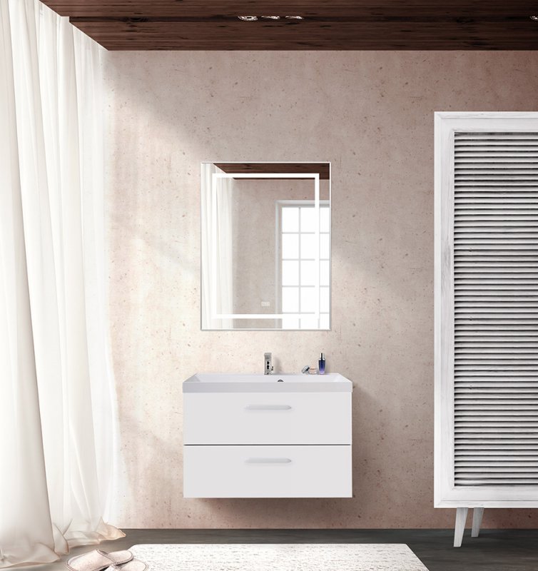 Тумба с раковиной подвесная  BelBagno AURORA 80 Bianco Lucido, раковина белая Тумба с раковиной подвесная  BelBagno AURORA 80 Bianco Lucido, раковина белая