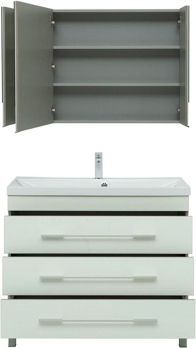 Комплект мебели для ванной Aquanet Верона 100 белый (напольный 3 ящика) Комплект мебели для ванной Aquanet Верона 100 белый (напольный 3 ящика)