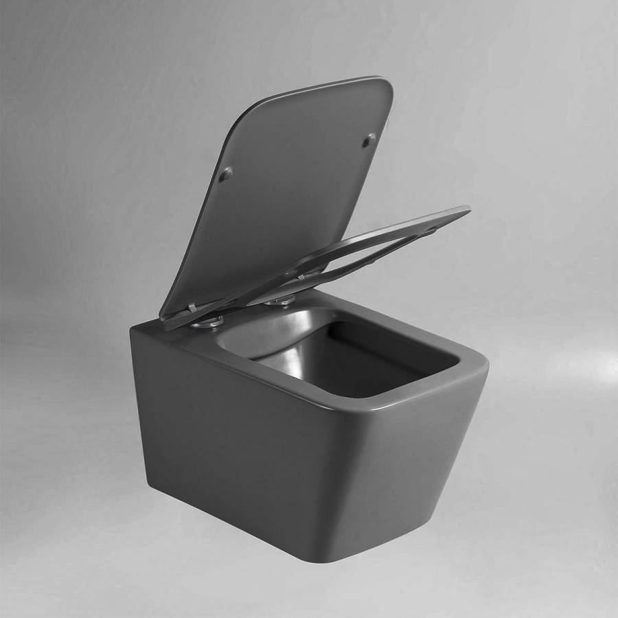 Унитаз подвесной Q-Line VT1-12MA безободковый, цвет антрацит мат., ультратонкое soft close сиденье Унитаз подвесной Q-Line VT1-12MA безободковый, цвет антрацит мат., ультратонкое soft close сиденье