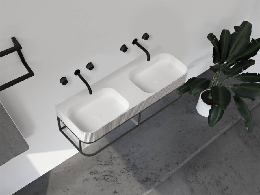 Консоль с раковиной ABBER Stein AS2646 подвесная, белая матовая Консоль с раковиной ABBER Stein AS2646 подвесная, белая матовая