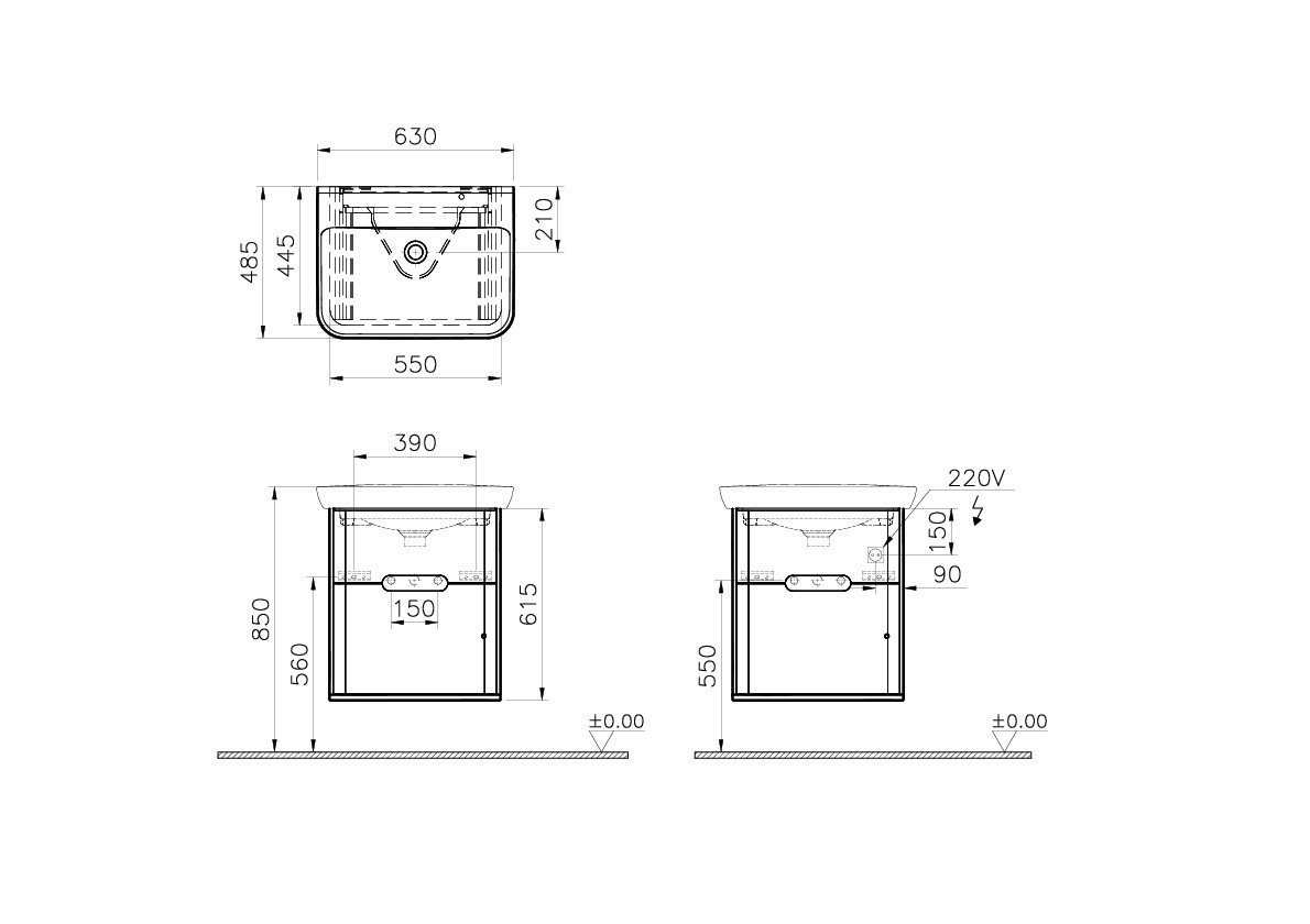 Шкаф  Sento с раковиной, с 2 ящиками, 65 см, с LED подсветкой, цвет матовый белый ( ножки 61069 заказываются отдельно ) Шкаф  Sento с раковиной, с 2 ящиками, 65 см, с LED подсветкой, цвет матовый белый ( ножки 61069 заказываются отдельно )