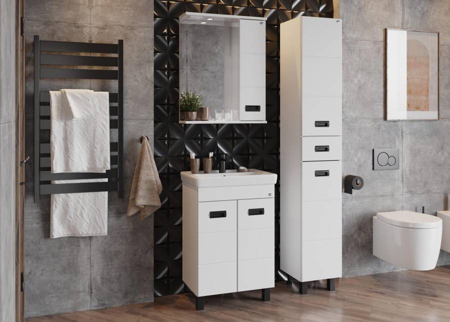 Пенал Onika Балтика 32 Black напольный, белый, универсальный Пенал Onika Балтика 32 Black напольный, белый, универсальный