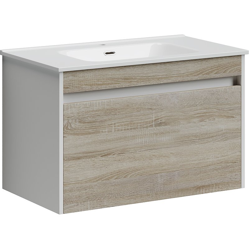 Тумба подвесная SANCOS Smart 790х450х500, c двумя ящиками оснащенными доводчиками, дуб бардолино/белый , арт. SM80E Тумба подвесная SANCOS Smart 790х450х500, c двумя ящиками оснащенными доводчиками, дуб бардолино/белый , арт. SM80E