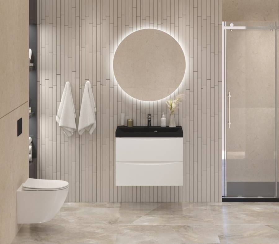 Тумба с раковиной подвесная BelBagno MARINO 60 Bianco Lucido, раковина белая Тумба с раковиной подвесная BelBagno MARINO 60 Bianco Lucido, раковина белая