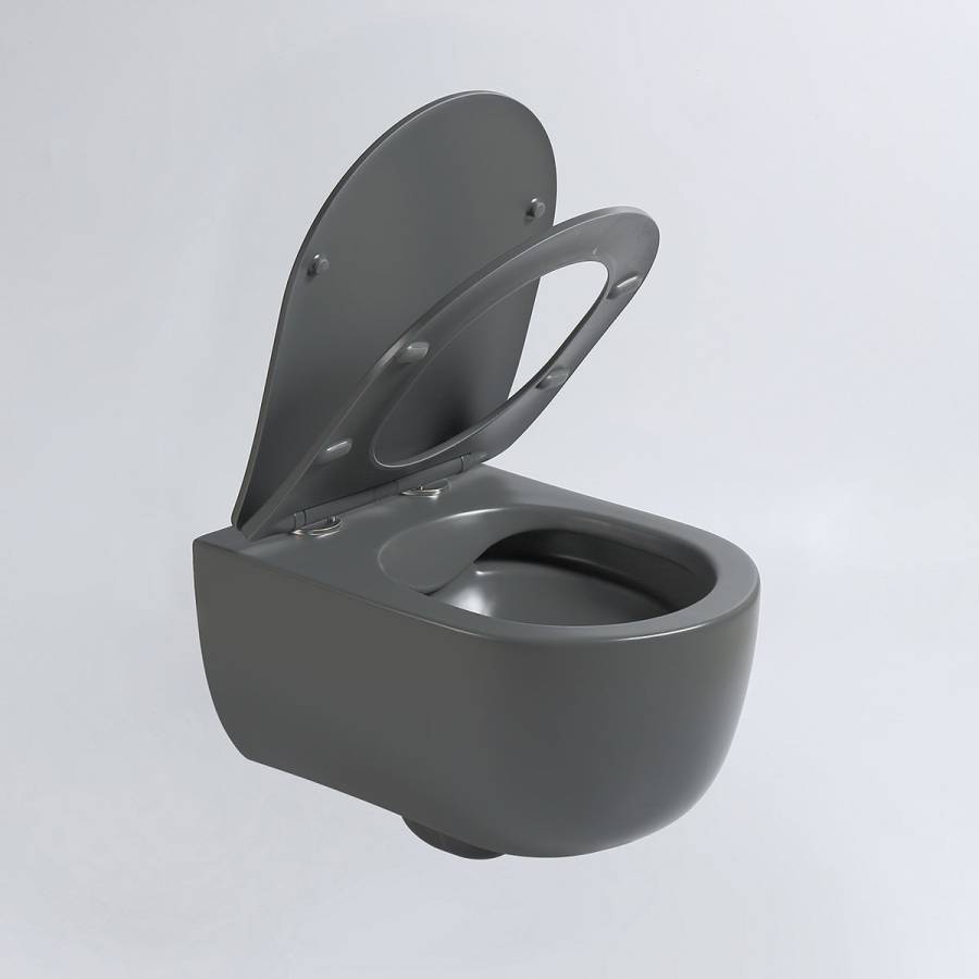 Унитаз подвесной Evo VT1-34SMA безободковый, цвет антрацит матовый, ультратонкое soft-close сиденье Унитаз подвесной Evo VT1-34SMA безободковый, цвет антрацит матовый, ультратонкое soft-close сиденье