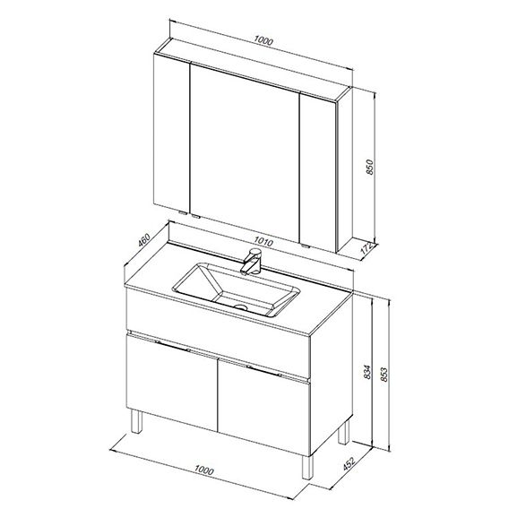 Мебель для ванной Aquanet Алвита New 100 1 ящик, 2 дверцы, дуб веллингтон белый Мебель для ванной Aquanet Алвита New 100 1 ящик, 2 дверцы, дуб веллингтон белый