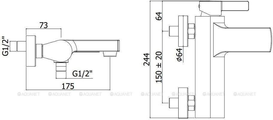 Смеситель для ванны с душем Paffoni Rock RO022ST Смеситель для ванны с душем Paffoni Rock RO022ST