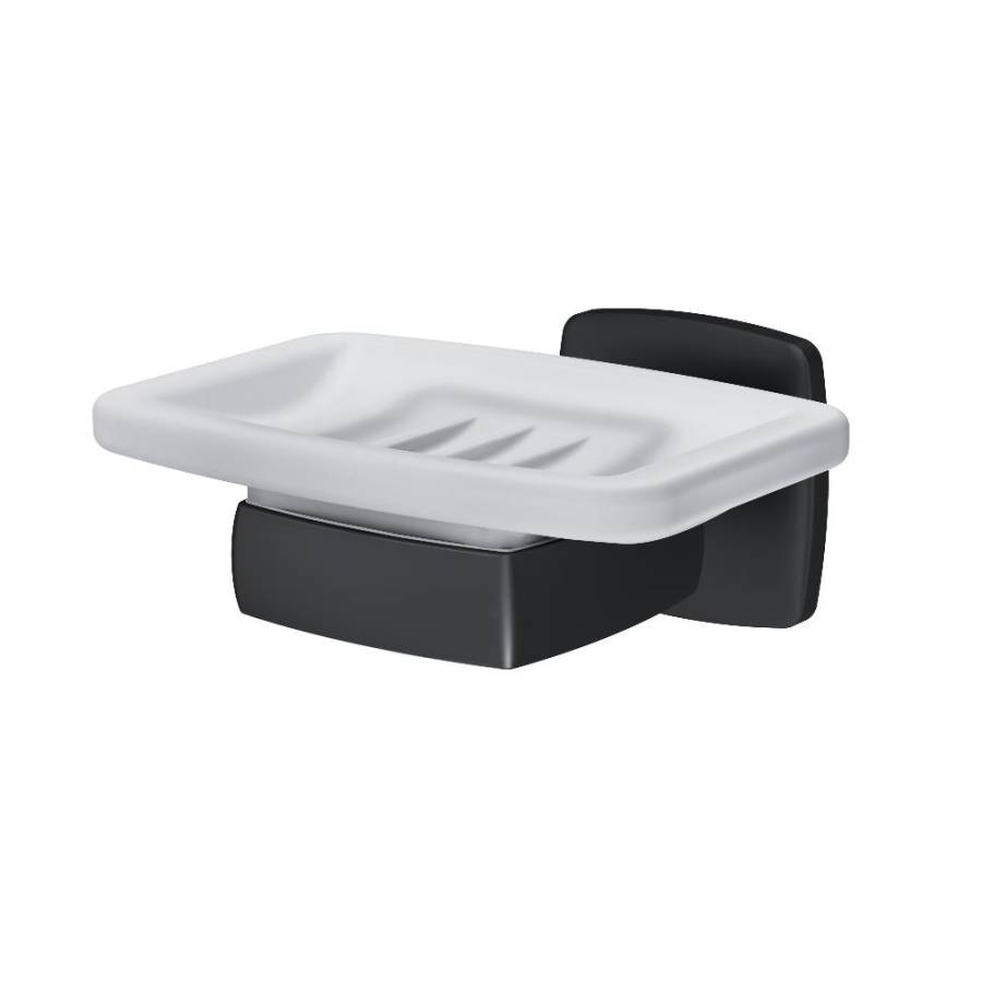 A9034222 Gem, Стеклянная мыльница с настенным держателем, черная A9034222 Gem, Стеклянная мыльница с настенным держателем, черная