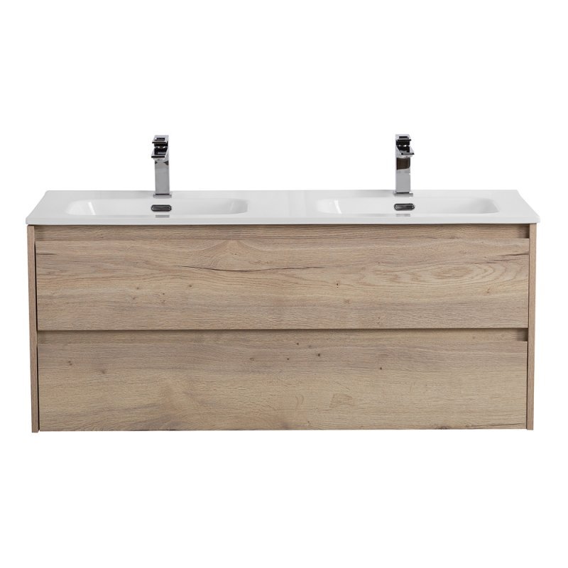 Тумба с раковиной на две чаши подвесная BelBagno KRAFT 120 Rovere Nebrasca Nature , раковина белая Тумба с раковиной на две чаши подвесная BelBagno KRAFT 120 Rovere Nebrasca Nature , раковина белая