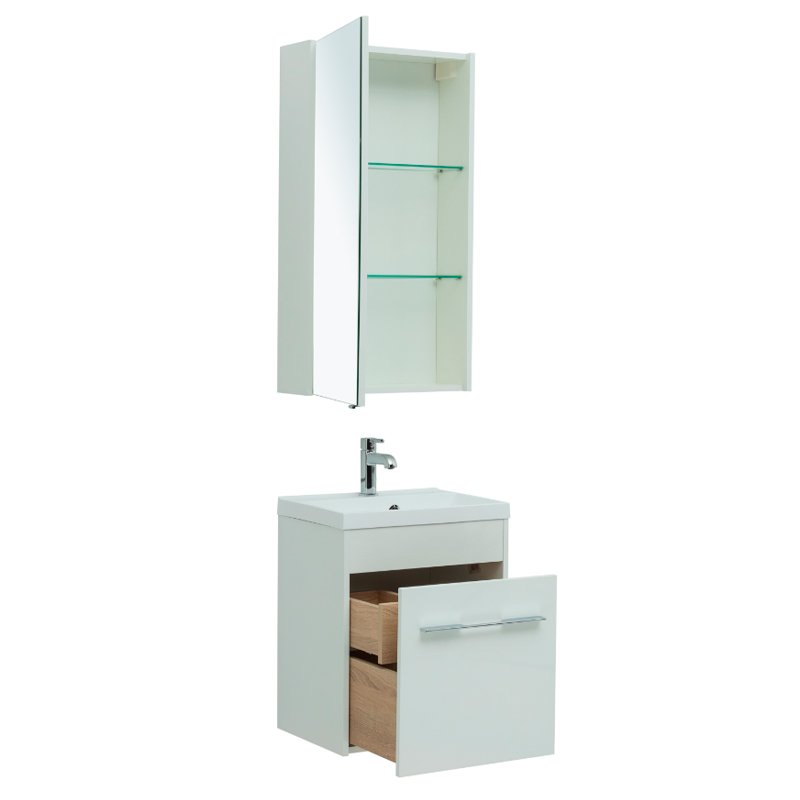 Мебель для ванной Aquanet Августа 50 белый (ручка хром) Мебель для ванной Aquanet Августа 50 белый (ручка хром)