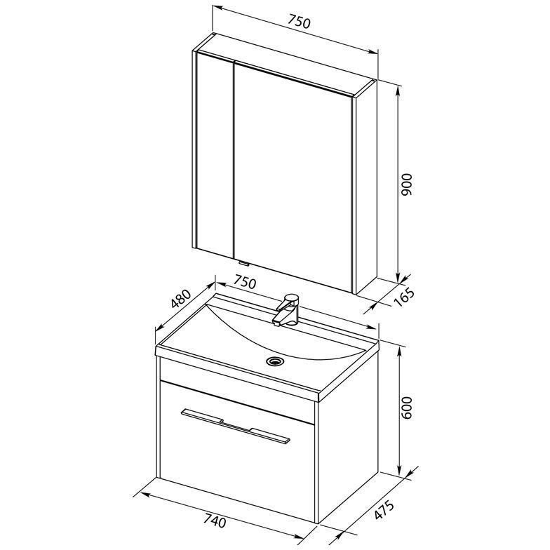 Мебель для ванной Aquanet Августа 75 белый (раковина Нота) Мебель для ванной Aquanet Августа 75 белый (раковина Нота)