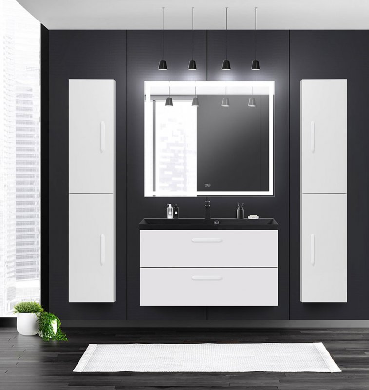 Тумба с раковиной подвесная  BelBagno AURORA 90 Bianco Lucido, раковина белая Тумба с раковиной подвесная  BelBagno AURORA 90 Bianco Lucido, раковина белая