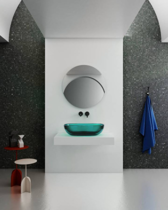 Раковина накладная прозрачная ABBER Kristall AT2805Aquamarin бирюзовая Раковина накладная прозрачная ABBER Kristall AT2805Aquamarin бирюзовая