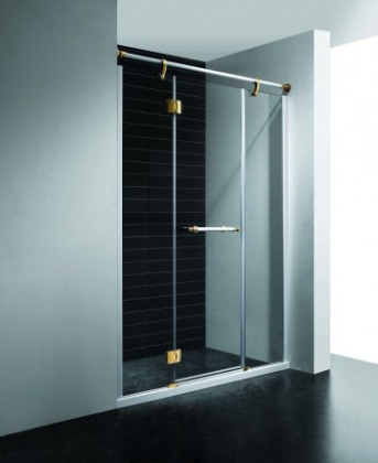 Душевая дверь RGW VI-02, 02040218-18, 180 х 195 см распашная, стекло прозрачное, белый/золото