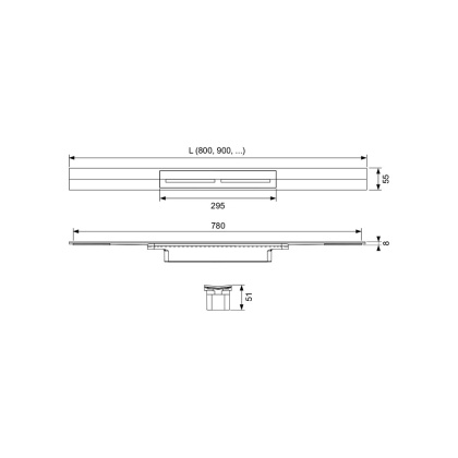 Профиль для душа TECEdrainprofile, 800 мм, PVD Polished Black Chrome Профиль для душа TECEdrainprofile, 800 мм, PVD Polished Black Chrome