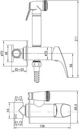 Смеситель с гигиеническим душем Aquanet Atletic AF310-52C