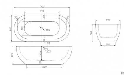 Акриловая ванна BELBAGNO BB13-1700, 1700x790x580