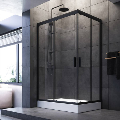 W90G-404-120280-BT Gem Twin Slide 120x80. Душевое ограждение,120x80, профиль Черный мат., стекло про