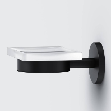 A85A34222 X-Joy, Стеклянная мыльница с настенным держателем, черный A85A34222 X-Joy, Стеклянная мыльница с настенным держателем, черный