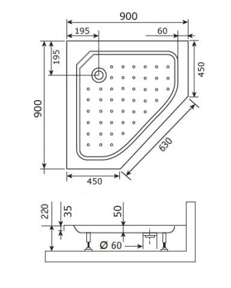 Душевой поддон RGW Style-TR 90 x 90 см трапеция, трапеция, акриловый, белый, 16180599-11 Душевой поддон RGW Style-TR 90 x 90 см трапеция, трапеция, акриловый, белый, 16180599-11