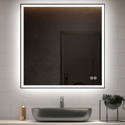 Зеркало LED VLM-3VN8008-2 800х800 c сенсорным выключателем и диммером, антизапотевание
