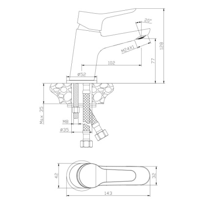 Смеситель д/раковины IBIZA, арт.19100IB