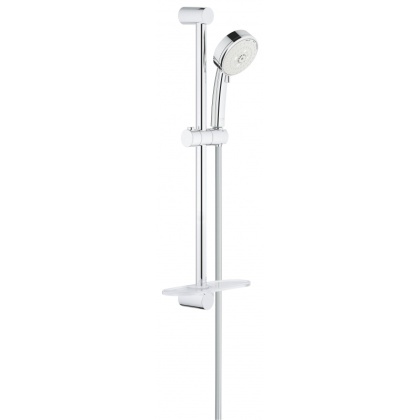 Набор Grohe Tempesta New Cosmopolitan 100: душевой гарнитур III, душевая штанга 600 мм, шланг 1750 мм, 9,5 л/мин, полочка, хром 27576002 Набор Grohe Tempesta New Cosmopolitan 100: душевой гарнитур III, душевая штанга 600 мм, шланг 1750 мм, 9,5 л/мин, полочка, хром 27576002