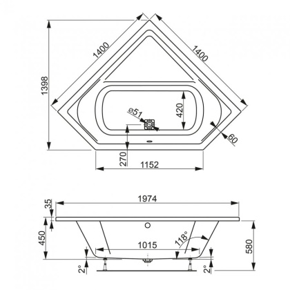 Акриловая ванна VAGNERPLAST CAVALLO CORNER 140x140 Акриловая ванна VAGNERPLAST CAVALLO CORNER 140x140