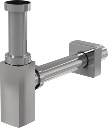 Сифон для умывальника DN32 DESIGN цельнометаллический, квадратный Сифон для умывальника DN32 DESIGN цельнометаллический, квадратный