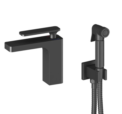 Смеситель Timo Torne 4360/03G для раковины с гигиеническим душем черный