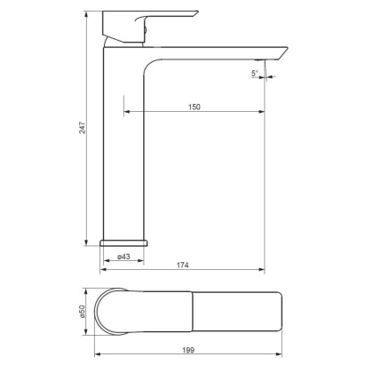 470250000 Apollo Высокий смеситель для умывальника, хром