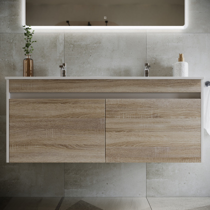 Тумба подвесная SANCOS Smart 1190х450х500, 4 ящика оснащенными доводчиками, дуб бардолино/белый  , арт. SM120-2E Тумба подвесная SANCOS Smart 1190х450х500, 4 ящика оснащенными доводчиками, дуб бардолино/белый  , арт. SM120-2E